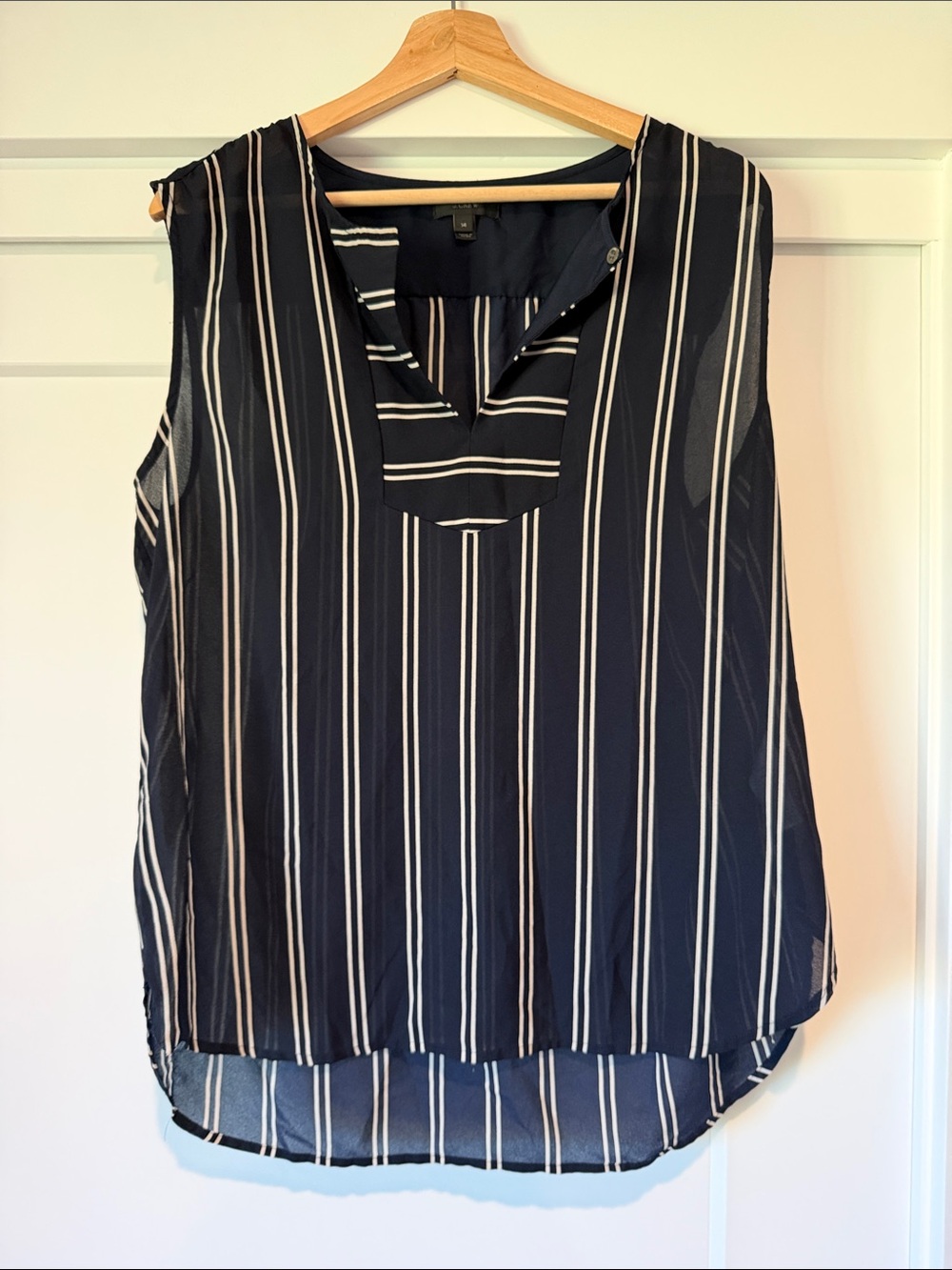 J. Crew Navy and White Vertical Stripe Sleeveless Top